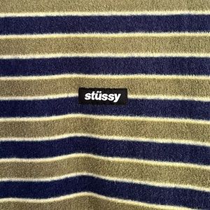 stüssy striped fuzzy pullover sweatshirt
